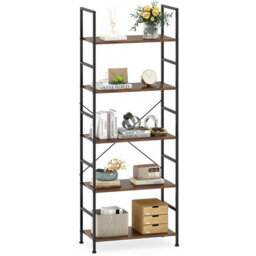 Costway 5-Tier Bookshelf 160 Cm Tall Bookcase With Industrial Shelves & Metal Frame - thumbnail 1