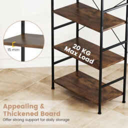 Costway 5-Tier Bookshelf 160 Cm Tall Bookcase With Industrial Shelves & Metal Frame - thumbnail 6