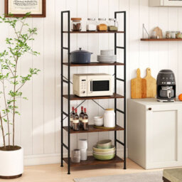 Costway 5-Tier Bookshelf 160 Cm Tall Bookcase With Industrial Shelves & Metal Frame - thumbnail 4