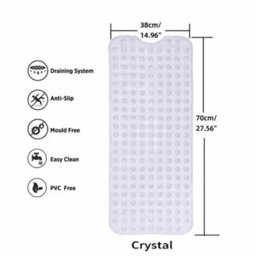 Oxford Homeware Suction Cups Gripper Shower Bath Mat Machine Washable Anti Mould And Mildew Bathroom Mat (Transparent, 38X70Cm) - thumbnail 7