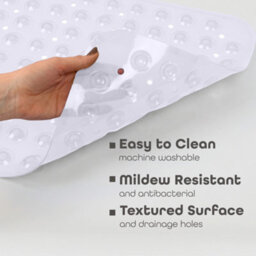Oxford Homeware Suction Cups Gripper Shower Bath Mat Machine Washable Anti Mould And Mildew Bathroom Mat (Transparent, 38X70Cm) - thumbnail 4