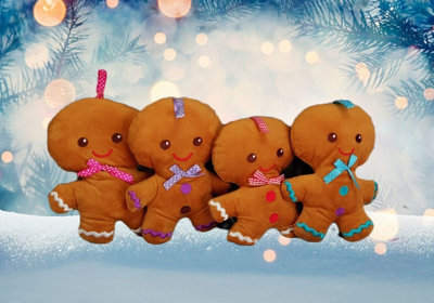 PMS 4 Hanging Gingerbread Men Decorations Plush Teddy Christmas Tree Decoration 20Cm - image 1
