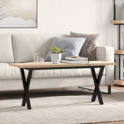 Berkfield Coffee Table X-Frame 110X40X45.5 Cm Solid Wood Pine And Steel - image 1