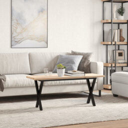 Berkfield Coffee Table X-Frame 110X40X45.5 Cm Solid Wood Pine And Steel - thumbnail 3