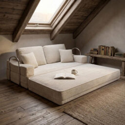 Flex Cream 3 Seater Compressed Sofa Bed Cord Boneless Cloud Couch Foam Pocket Spring - thumbnail 5
