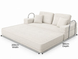 Flex Cream 3 Seater Compressed Sofa Bed Cord Boneless Cloud Couch Foam Pocket Spring - thumbnail 4