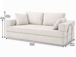 Flex Cream 3 Seater Compressed Sofa Bed Cord Boneless Cloud Couch Foam Pocket Spring - thumbnail 3