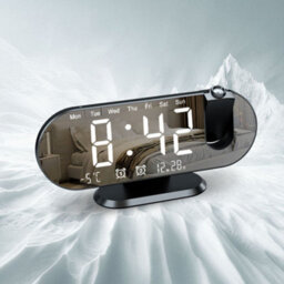 Led Alarm Clock Temperature And Humidity Digital Projection Clock Mirror Electronic Clock - thumbnail 3