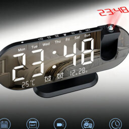 Led Alarm Clock Temperature And Humidity Digital Projection Clock Mirror Electronic Clock - thumbnail 5