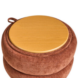 Wyld And Coco Casanova Pouffe Golden-Brown Chenille Storage Stool 40Cm X 41Cm - thumbnail 8