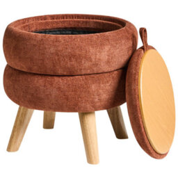 Wyld And Coco Casanova Pouffe Golden-Brown Chenille Storage Stool 40Cm X 41Cm - thumbnail 4
