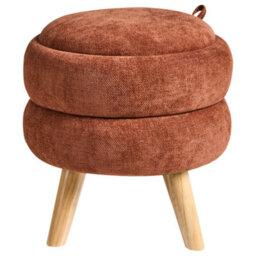 Wyld And Coco Casanova Pouffe Golden-Brown Chenille Storage Stool 40Cm X 41Cm - thumbnail 5