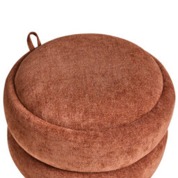 Wyld And Coco Casanova Pouffe Golden-Brown Chenille Storage Stool 40Cm X 41Cm - thumbnail 6