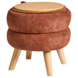 Wyld And Coco Casanova Pouffe Golden-Brown Chenille Storage Stool 40Cm X 41Cm - thumbnail 3