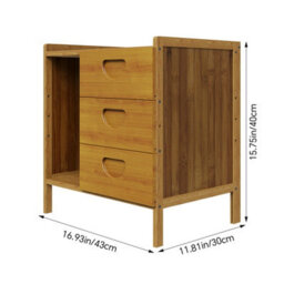 Living And Home Tawny Nightstand Bedside Table With Three Drawers, 43Cm W X 30Cm D X 40Cm H - thumbnail 6