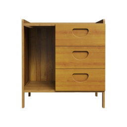 Living And Home Tawny Nightstand Bedside Table With Three Drawers, 43Cm W X 30Cm D X 40Cm H - thumbnail 5