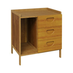 Living And Home Tawny Nightstand Bedside Table With Three Drawers, 43Cm W X 30Cm D X 40Cm H - thumbnail 3