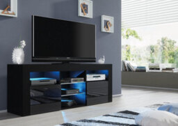 Pulse Tv Unit 145Cm Black High Gloss Doors With Led Lighting - Creative Furniture - thumbnail 2