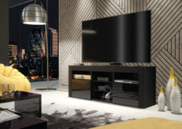 Pulse Tv Unit 145Cm Black High Gloss Doors With Led Lighting - Creative Furniture - thumbnail 5