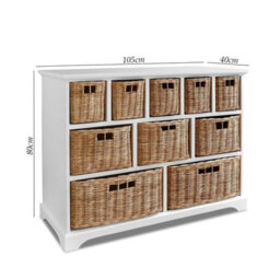 Statement Furniture Tetbury 10 Drawer Storage Unit- White With Wicker Baskets - thumbnail 2