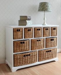 Statement Furniture Tetbury 10 Drawer Storage Unit- White With Wicker Baskets - thumbnail 4