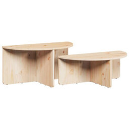 Berkfield Coffee Table 2 Pcs Natural 79 X 39.5 X 40 Cm Solid Pine Wood - thumbnail 2
