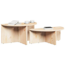 Berkfield Coffee Table 2 Pcs Natural 79 X 39.5 X 40 Cm Solid Pine Wood - thumbnail 3