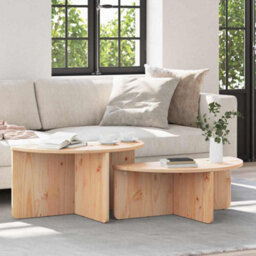 Berkfield Coffee Table 2 Pcs Natural 79 X 39.5 X 40 Cm Solid Pine Wood - thumbnail 1