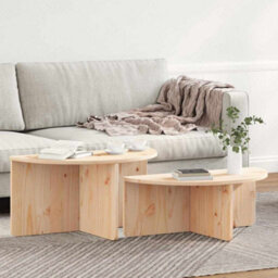 Berkfield Coffee Table 2 Pcs Natural 79 X 39.5 X 40 Cm Solid Pine Wood - thumbnail 4