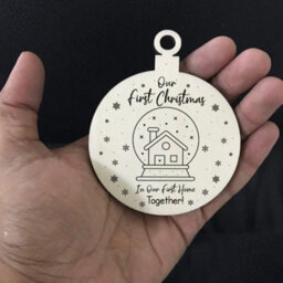 Red Ocean 1St Christmas In Our First Home Together Wood Bauble Hanging Tree Decoration - thumbnail 5