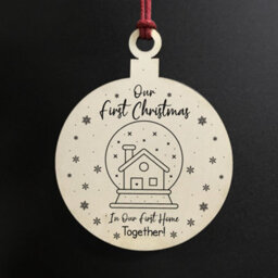 Red Ocean 1St Christmas In Our First Home Together Wood Bauble Hanging Tree Decoration - thumbnail 2