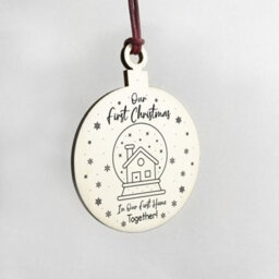 Red Ocean 1St Christmas In Our First Home Together Wood Bauble Hanging Tree Decoration - thumbnail 4