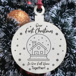 Red Ocean 1St Christmas In Our First Home Together Wood Bauble Hanging Tree Decoration - thumbnail 3