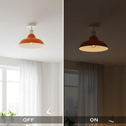Modern Semi Flush Mount Ceiling Light E27 Vintage Metal Lampshade 32Cm Easy Fit Fixture For Office Kitchen Hallway - thumbnail 5