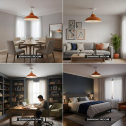 Modern Semi Flush Mount Ceiling Light E27 Vintage Metal Lampshade 32Cm Easy Fit Fixture For Office Kitchen Hallway - thumbnail 6