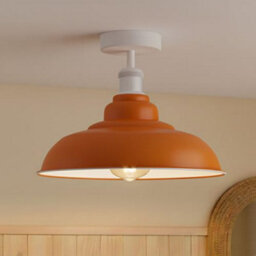 Modern Semi Flush Mount Ceiling Light E27 Vintage Metal Lampshade 32Cm Easy Fit Fixture For Office Kitchen Hallway - thumbnail 1