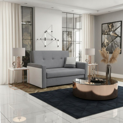 Viva Mel Ii Compact 2 Seater Sofa Bed With Storage And Removable Cushions 196Cm X 110Cm Grey And Light Grey - image 1