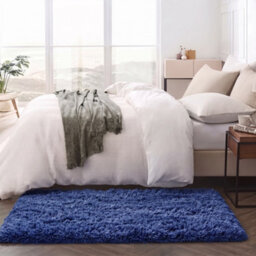 Oxford Homeware Shaggy Rug Anti-Slip Washable Soft Fluffy Living Room And Bedroom Rug (Navy, 50X80Cm) - thumbnail 6