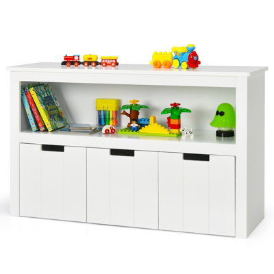Costway 3 Drawer Storage Cabinet Wooden Bookshelf Display Rack Kids Toy Organizer Table - image 1