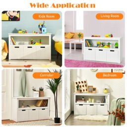 Costway 3 Drawer Storage Cabinet Wooden Bookshelf Display Rack Kids Toy Organizer Table - thumbnail 3
