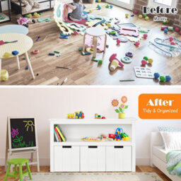 Costway 3 Drawer Storage Cabinet Wooden Bookshelf Display Rack Kids Toy Organizer Table - thumbnail 6