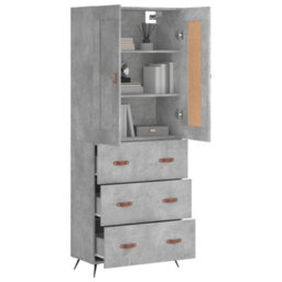 Berkfield Elegant Highboard Concrete Grey 69.5X34X180 Cm Engineered Wood - thumbnail 3