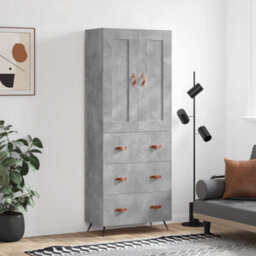 Berkfield Elegant Highboard Concrete Grey 69.5X34X180 Cm Engineered Wood - thumbnail 2