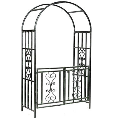 Gr8 Garden Metal Garden Gate Wedding Rose Arch Pergola Archway Climbing Plant Trellis Black - image 1