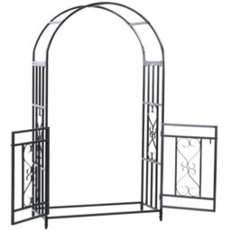 Gr8 Garden Metal Garden Gate Wedding Rose Arch Pergola Archway Climbing Plant Trellis Black - thumbnail 3