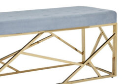 Orsina Luxe Gold And Powder Blue Velvet Bench, Stylish Garden Bench For Outdoor, Accent Dining Bench For Diningroom - thumbnail 6