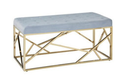 Orsina Luxe Gold And Powder Blue Velvet Bench, Stylish Garden Bench For Outdoor, Accent Dining Bench For Diningroom - thumbnail 4