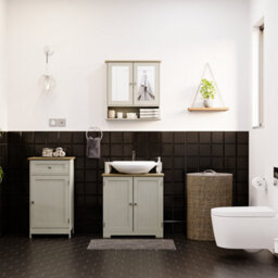 Lassic Bath Vida Priano Grey 1 Door 1 Drawer Freestanding Bathroom Cabinet - thumbnail 4