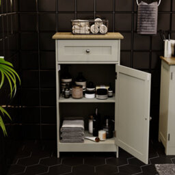 Lassic Bath Vida Priano Grey 1 Door 1 Drawer Freestanding Bathroom Cabinet - thumbnail 3