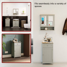 Lassic Bath Vida Priano Grey 1 Door 1 Drawer Freestanding Bathroom Cabinet - thumbnail 7